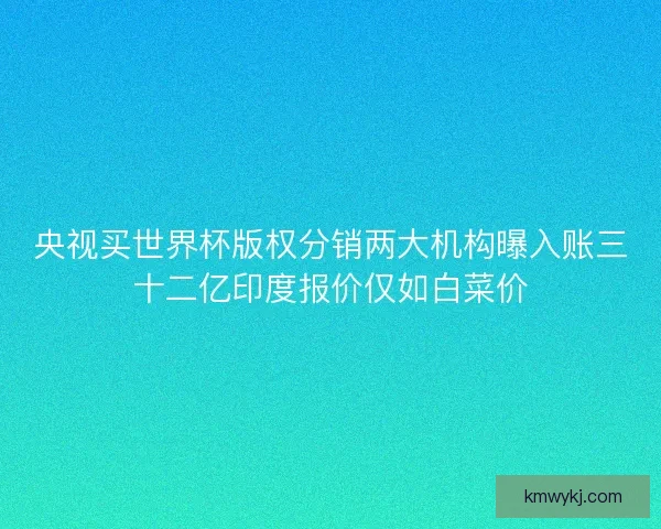 央视买世界杯版权分销两大机构曝入账三十二亿印度报价仅如白菜价 央视买世界杯版权分销两大机构曝入账三十二亿印度报价仅如白菜价