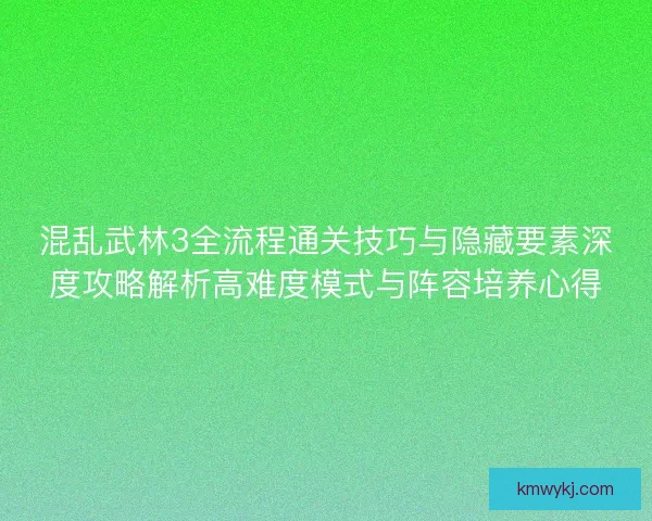 混乱武林3全流程通关技巧与隐藏要素深度攻略解析高难度模式与阵容培养心得